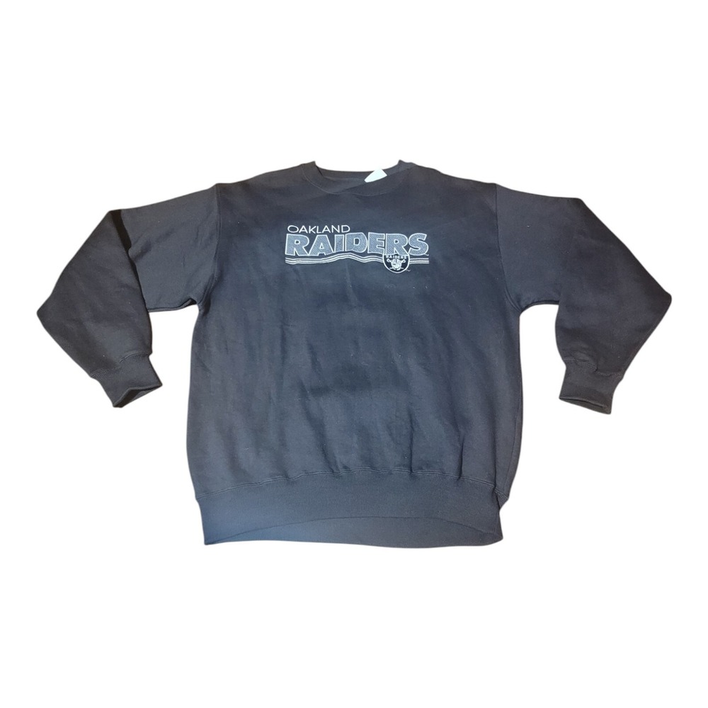 Majestic Oakland Raiders Embroidered Sweatshirt Size Large Black NFL‎ AFC B30